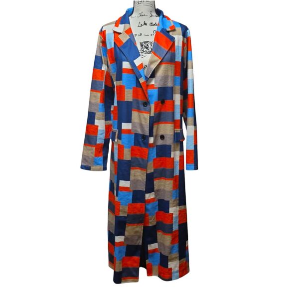 Fashion Multi Colored Trench Style Long Light Weight Coat - Picture 3 of 7
